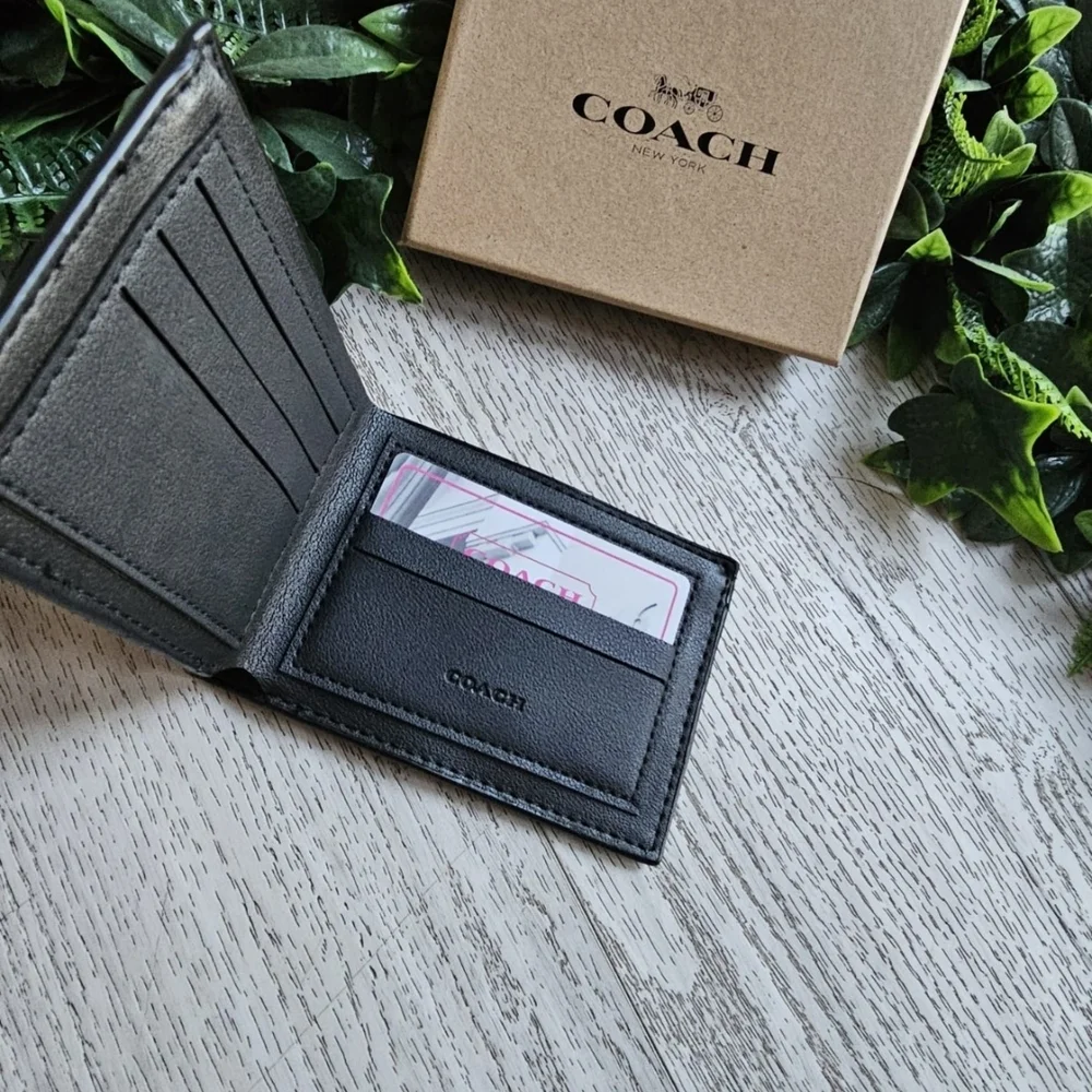 Coach Black Embossed Men's Card Holder